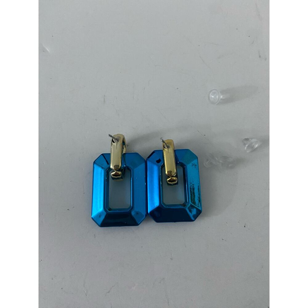 blue rectangle earrings - Picture 1 of 4